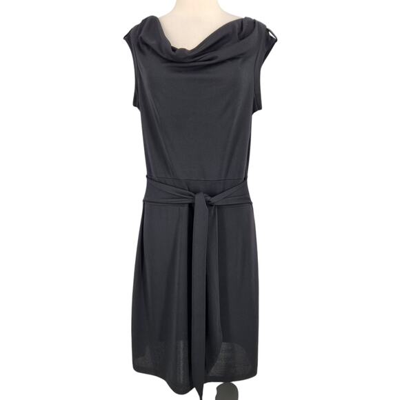Vintage The Limited Jersey Dress with attached Ties Black Draped Front Medium - Picture 2 of 8